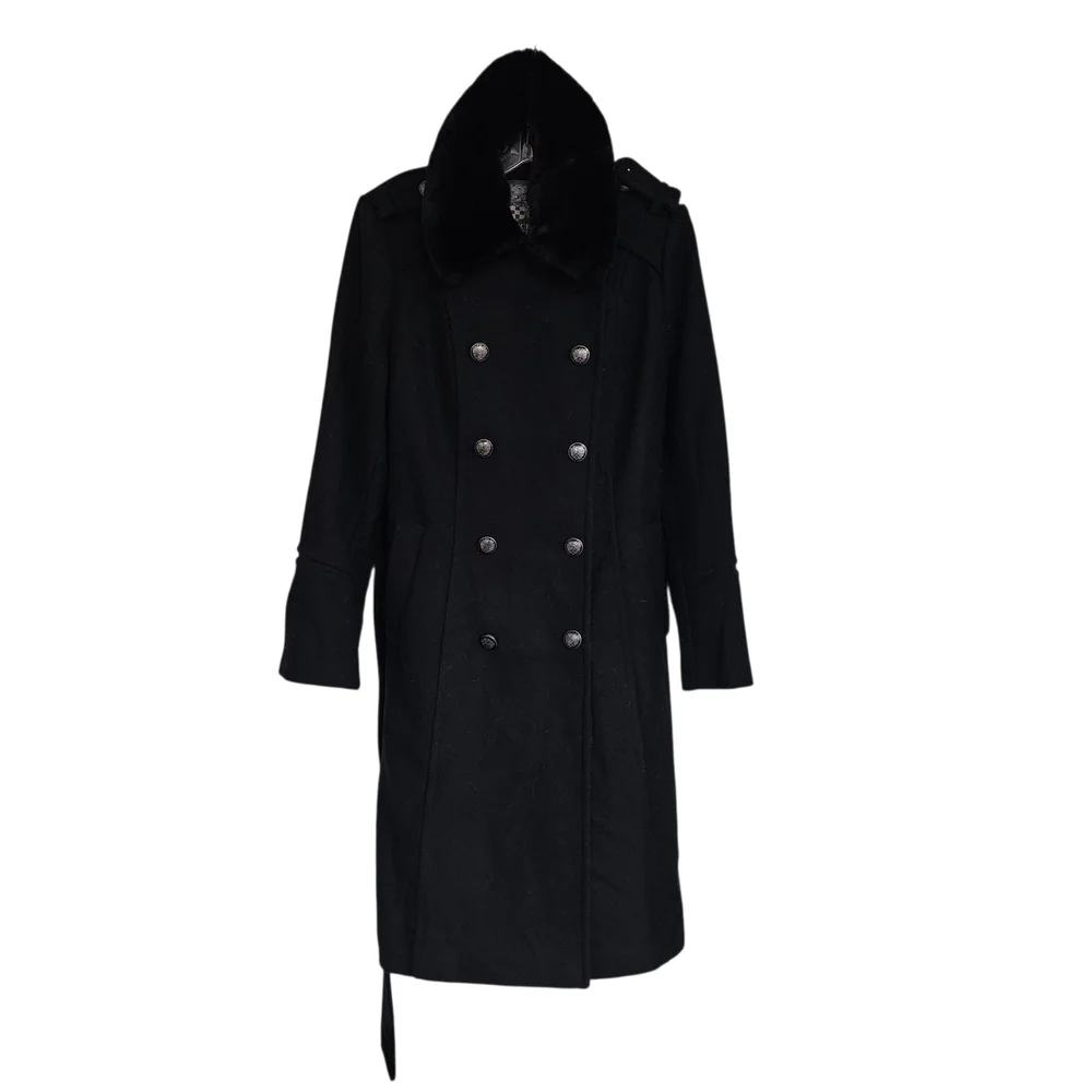 Vince Camuto Black Faux Fur Collar  Coat - Picture 2 of 8